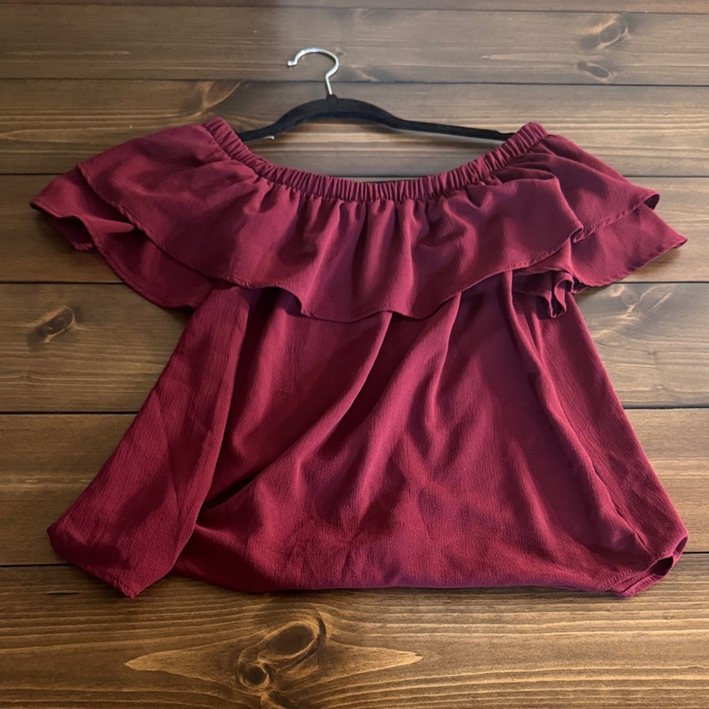 Chic Off-Shoulder Burgundy Blouse